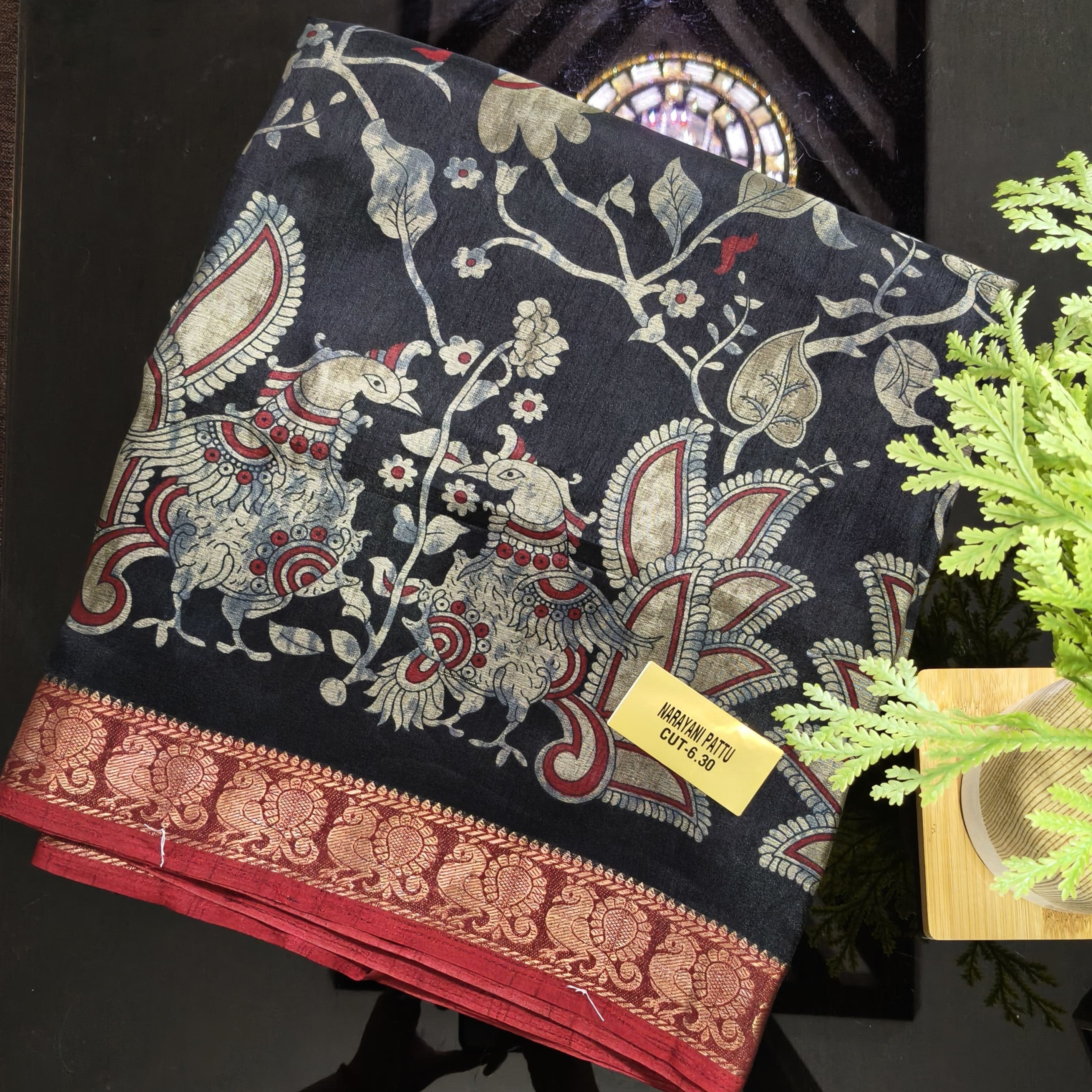Kalamkari Narayani Pattu (Black)