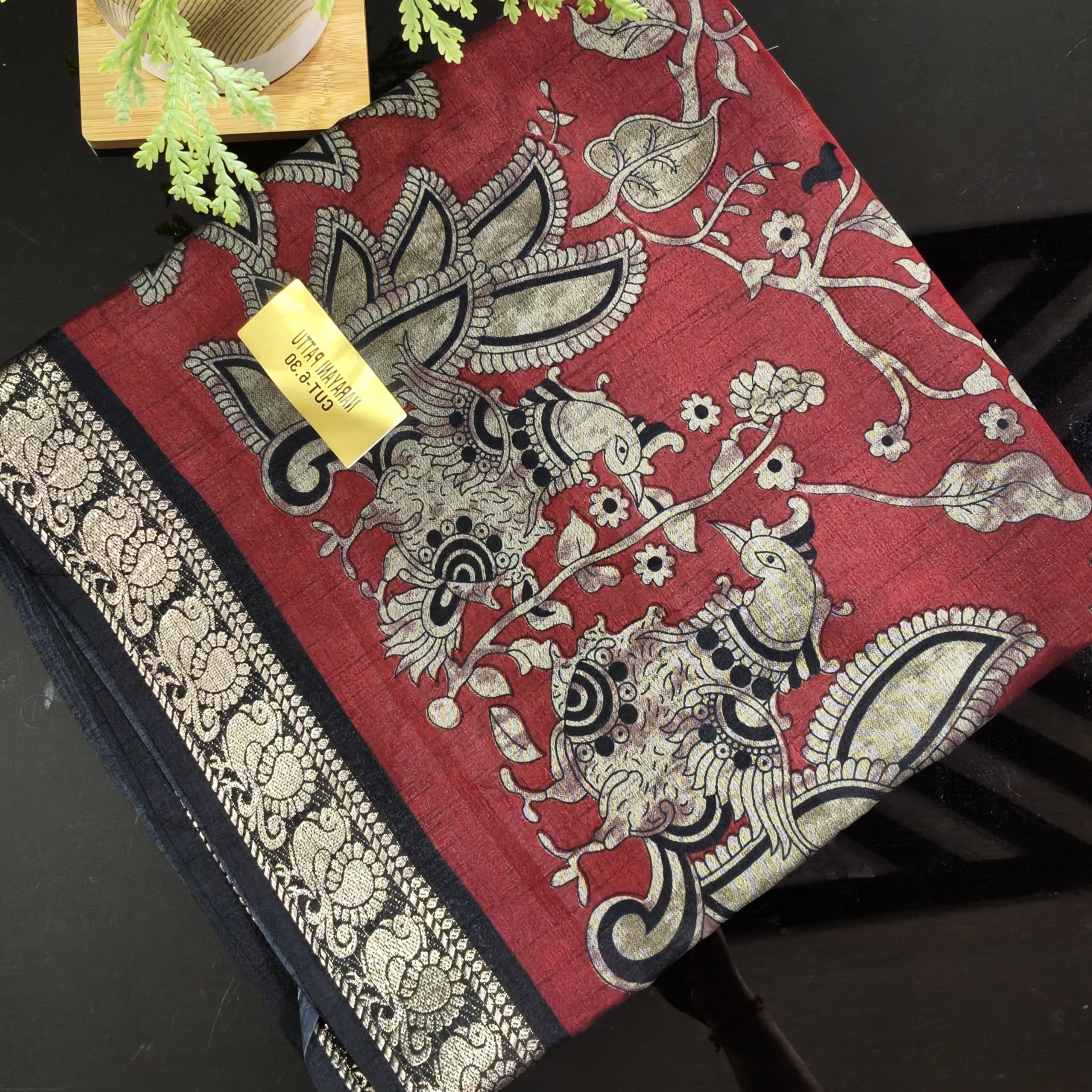 Kalamkari Narayani Pattu (Maroon)