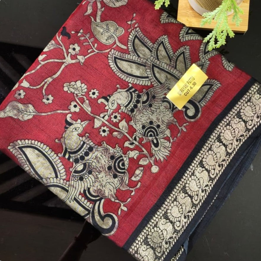 Kalamkari Narayani Pattu (Maroon)