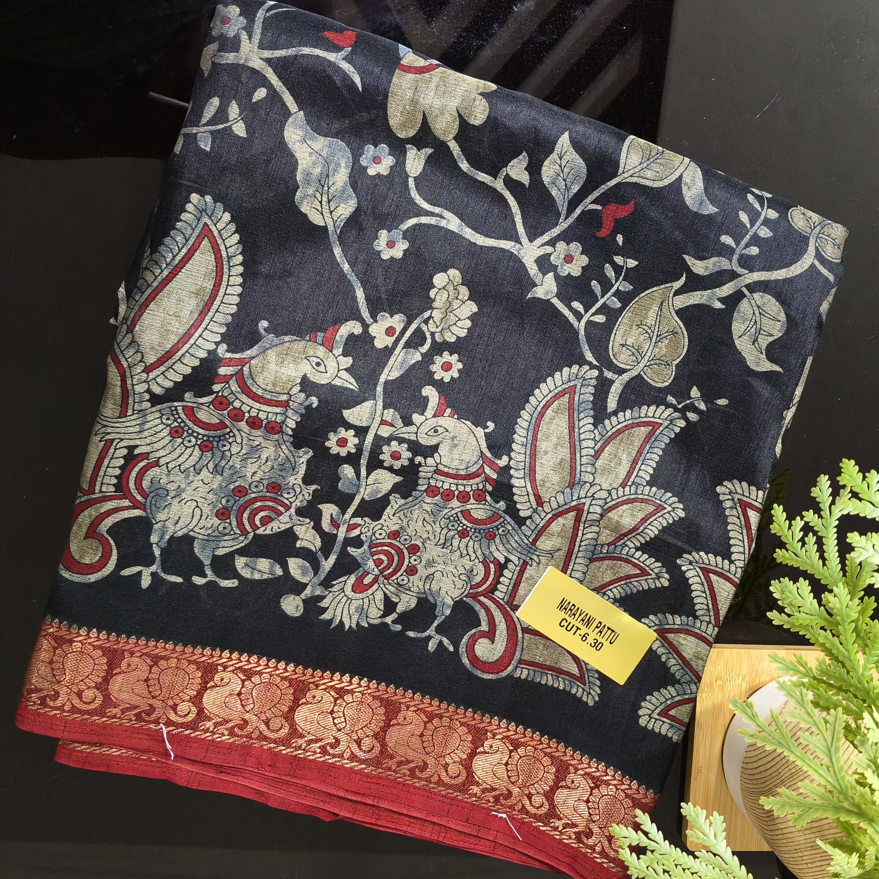 Kalamkari Narayani Pattu (Black)