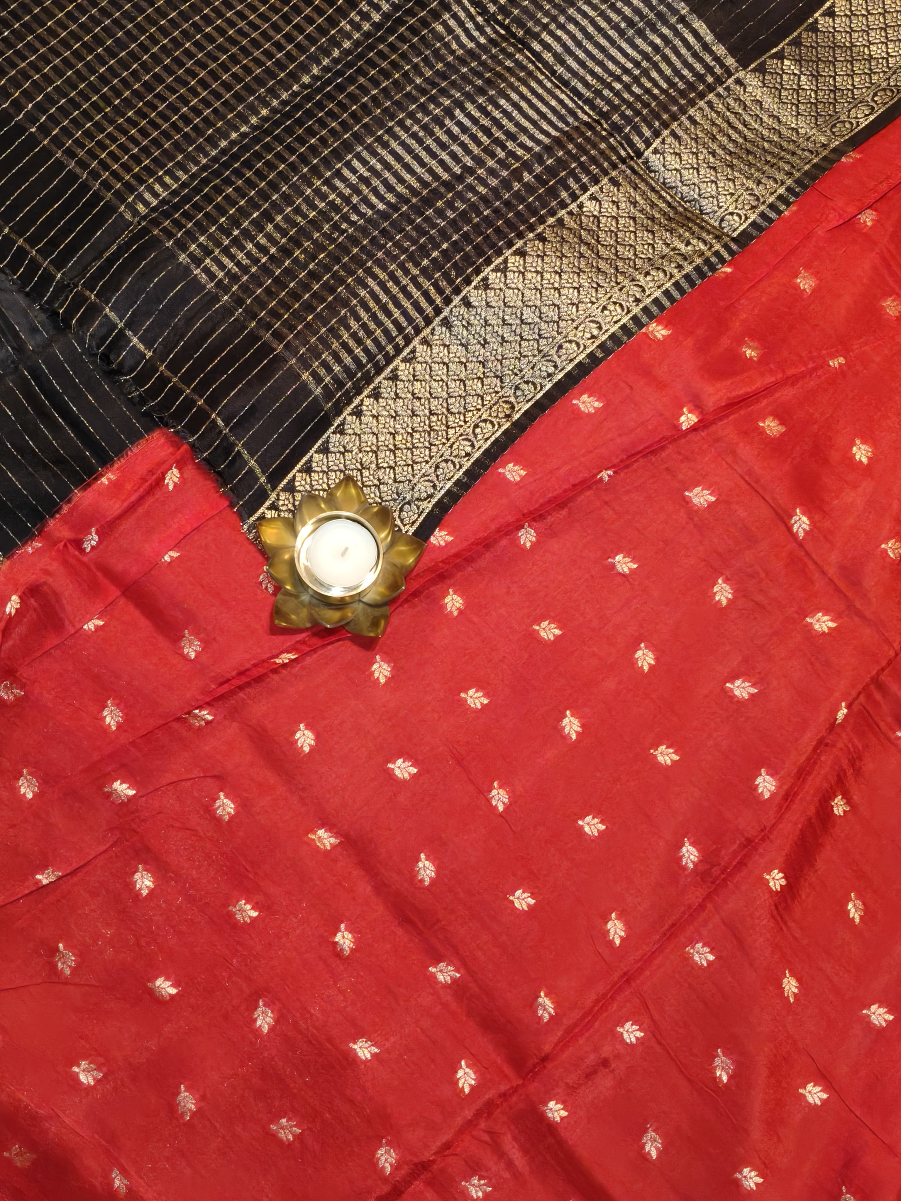 Black with Red Georgette Zari