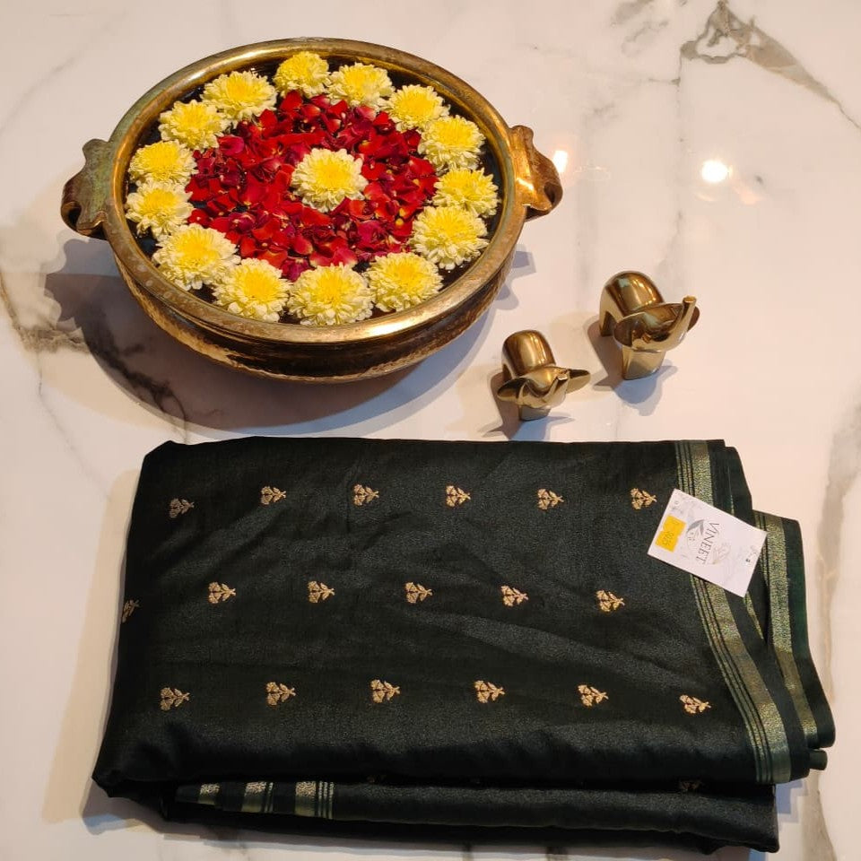 Jet Black Fancy Saree