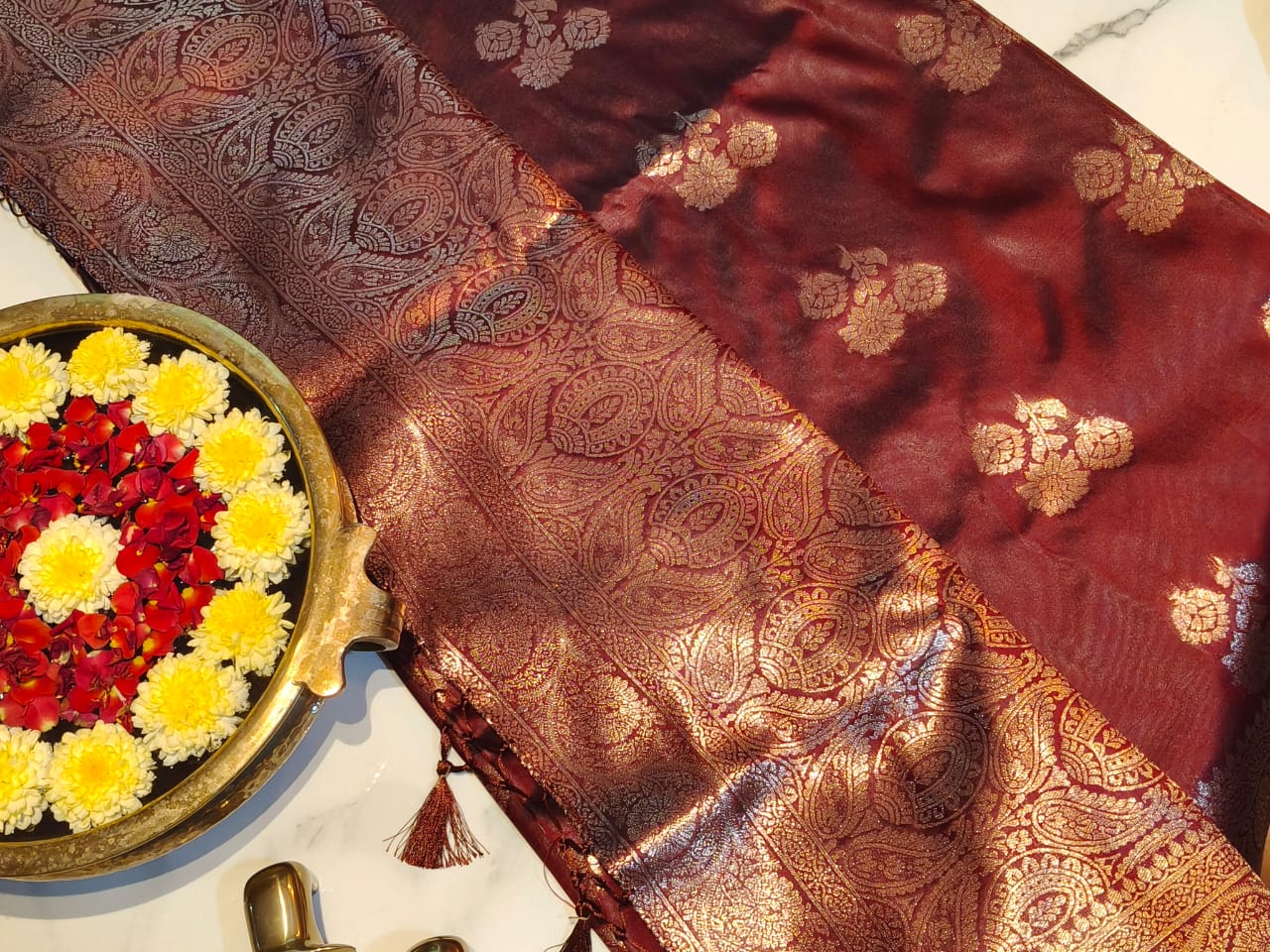 Maroon Semi Kanchivaram