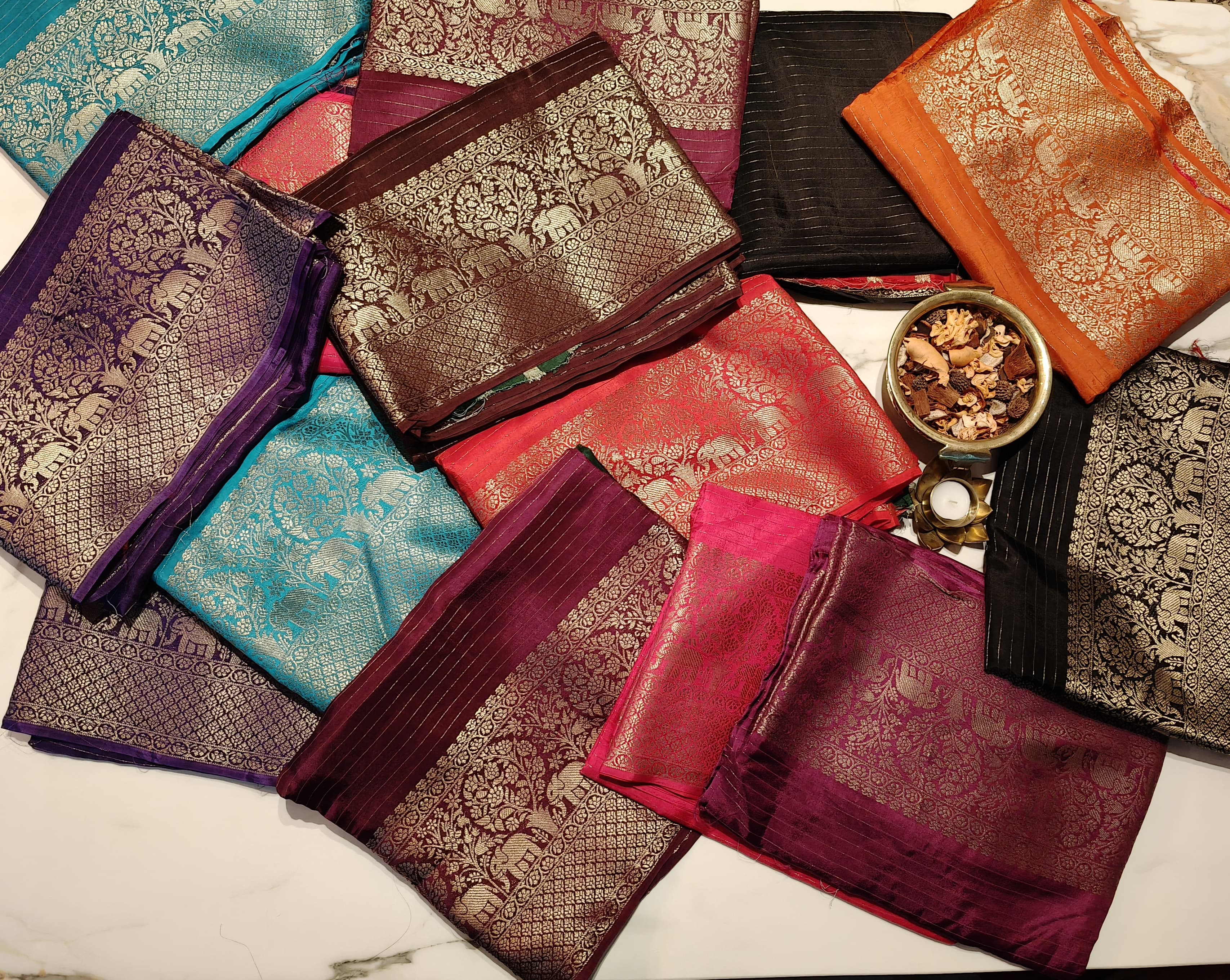 Pink with Purple Georgette Zari