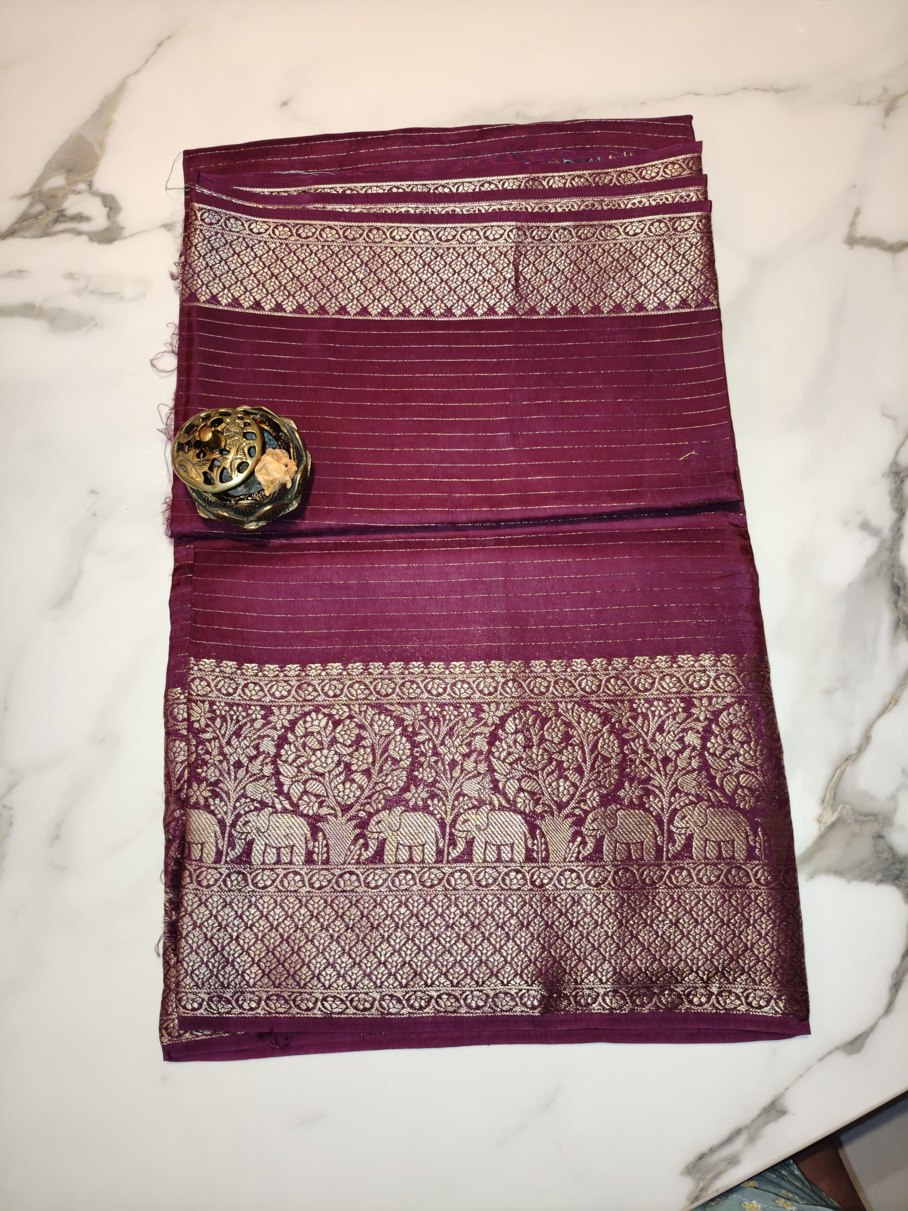 Wine with Green Georgette Zari