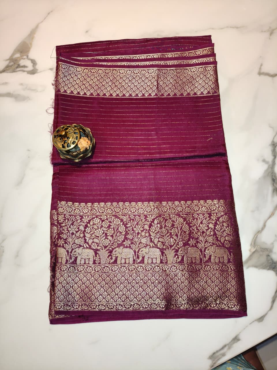 Wine with Green Georgette Zari