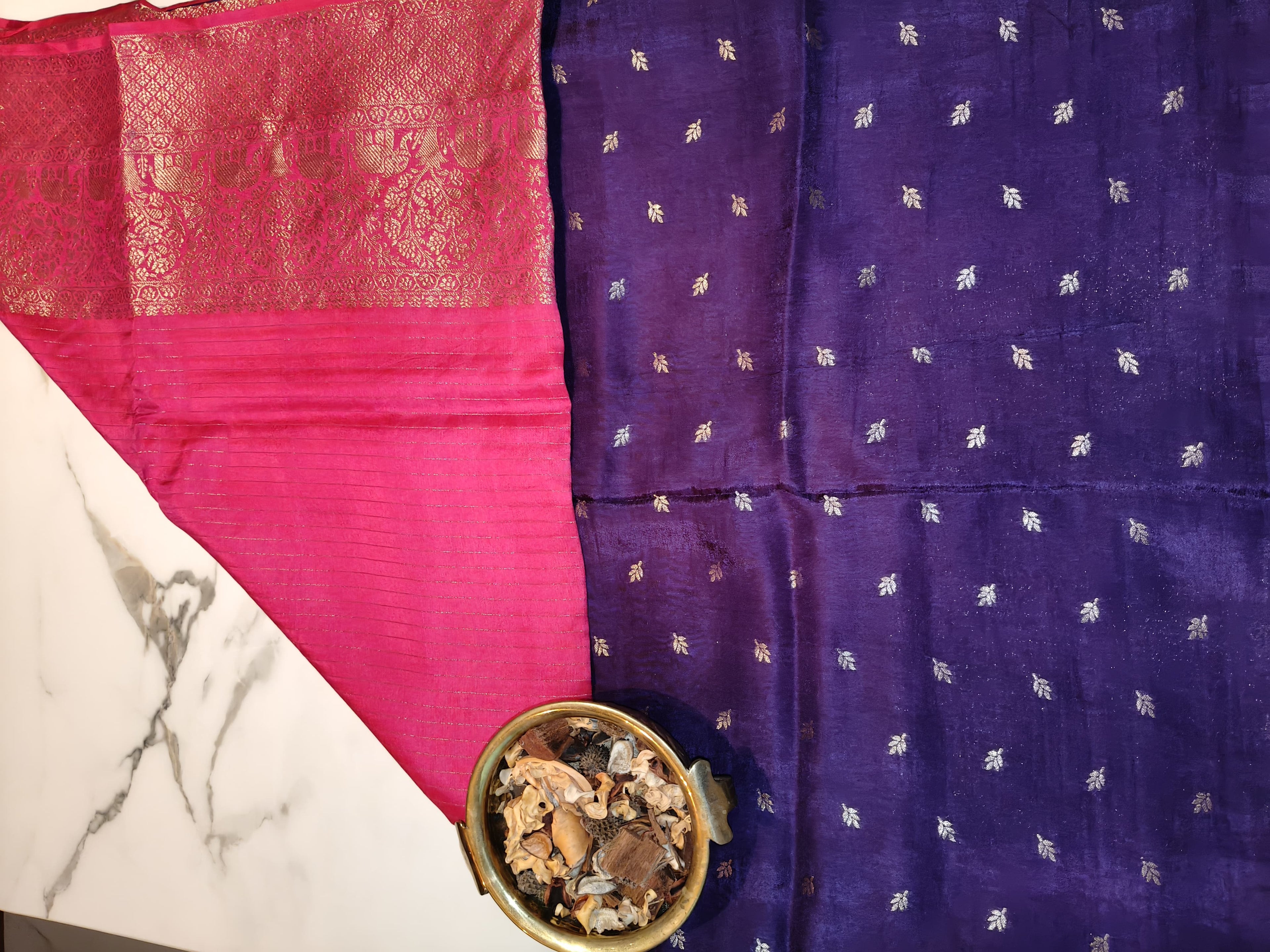 Pink with Purple Georgette Zari