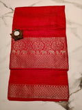 Red with Green Georgette Zari