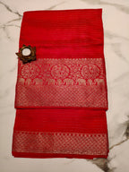 Red with Green Georgette Zari
