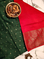 Red with Green Georgette Zari