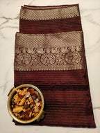 Brown with Green Georgette Zari