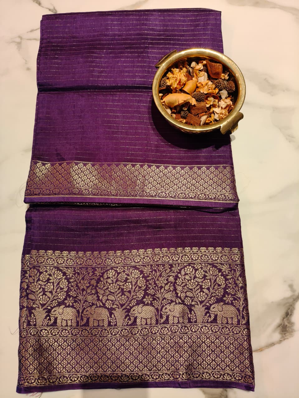 Purple with Pink Georgette Zari