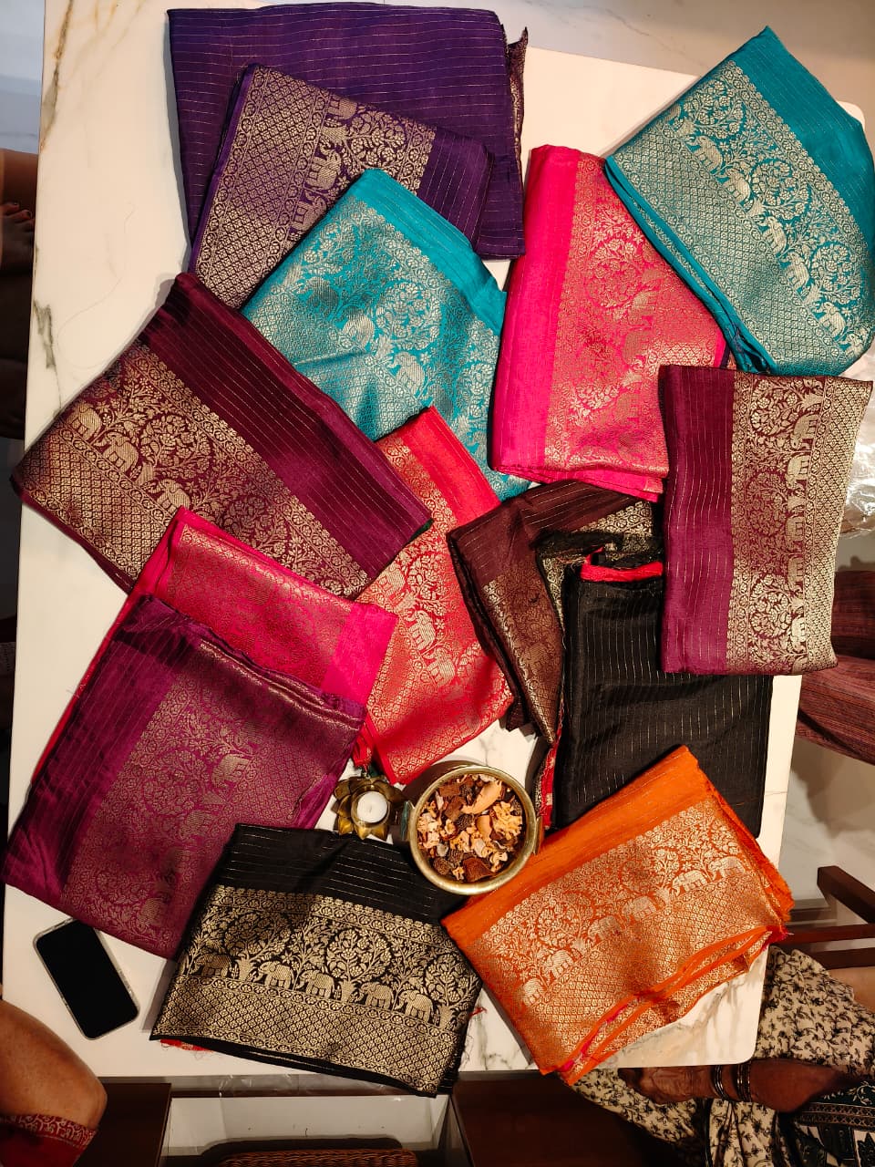 Purple with Pink Georgette Zari