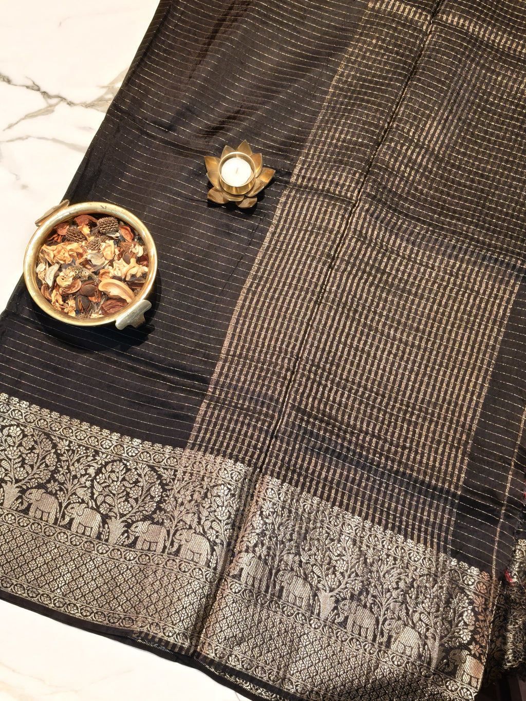 Black with Red Georgette Zari