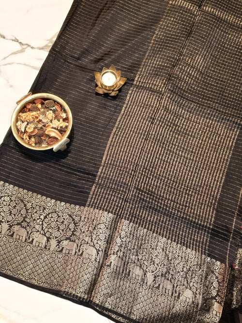 Black with Red Georgette Zari