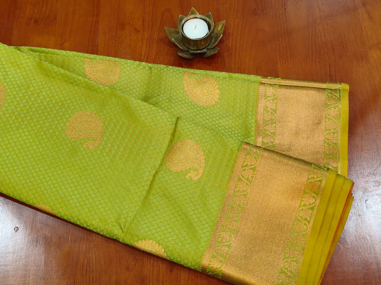 Lime Green Semi Kanchivaram