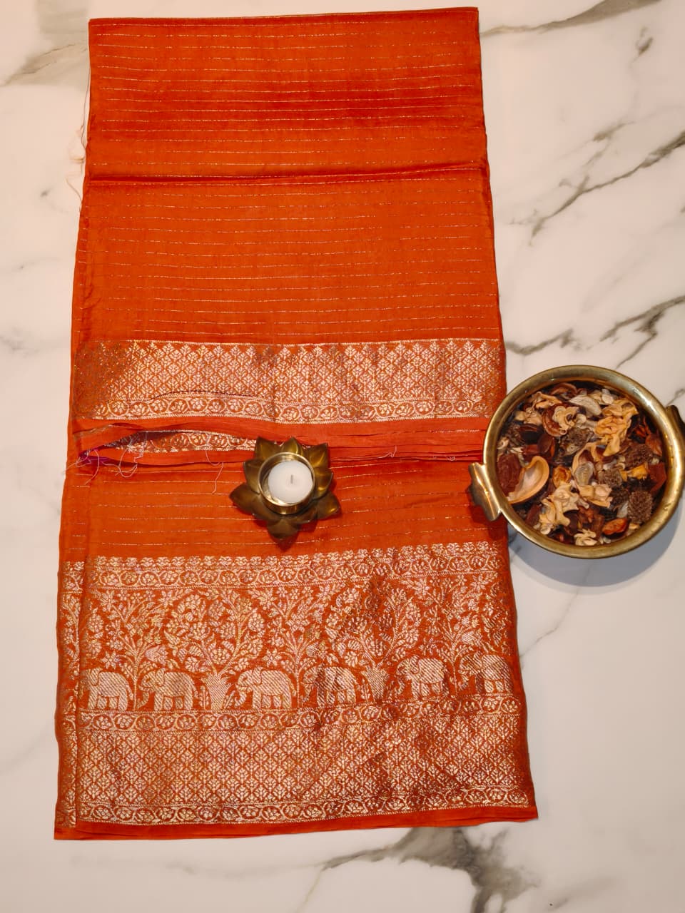 Orange with Pink Georgette Zari