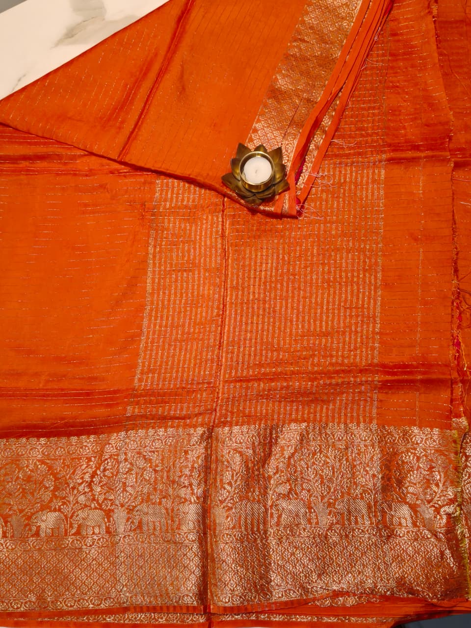 Orange with Pink Georgette Zari