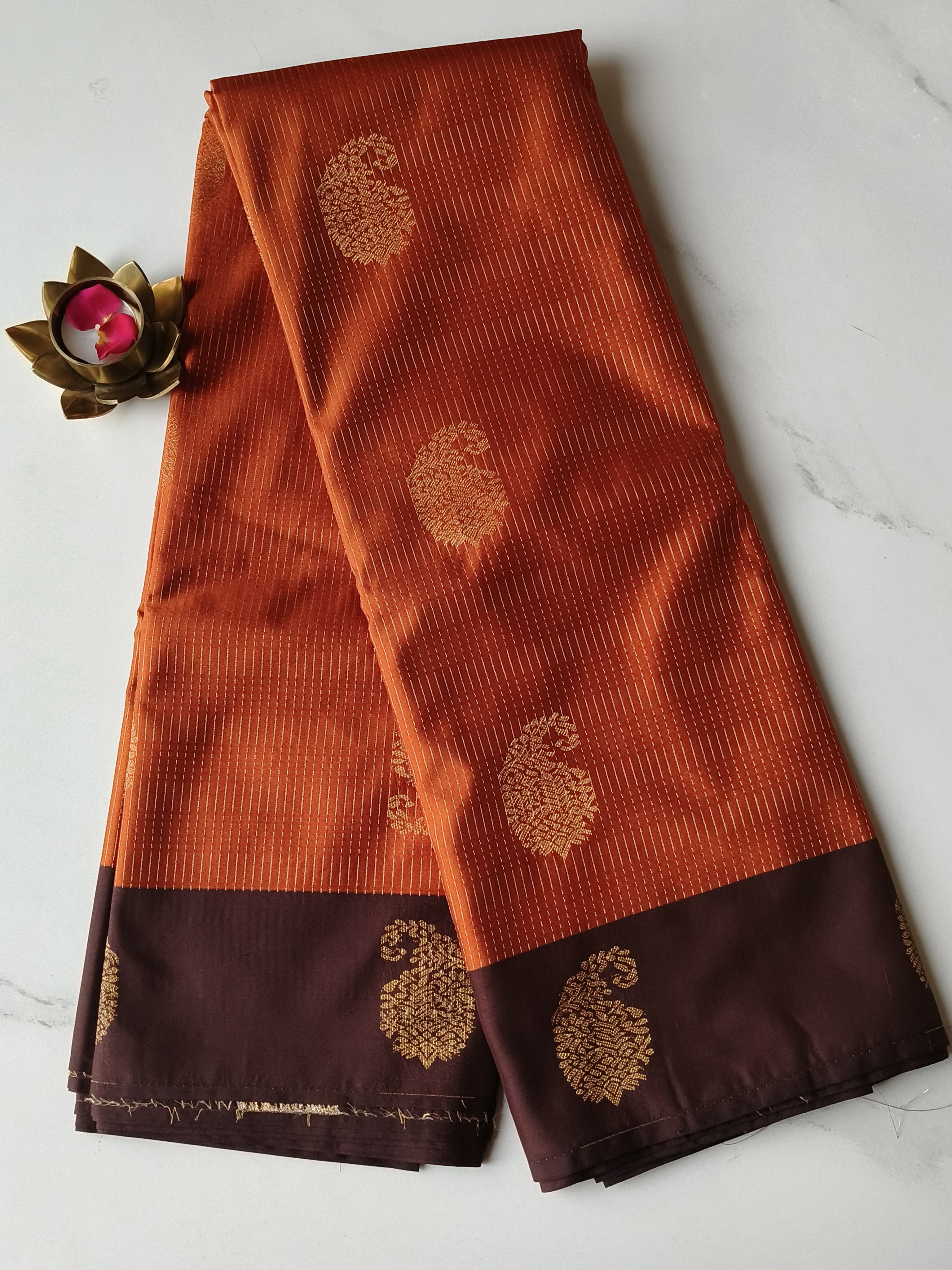 Soft Silk Rust Orange with Chocolate Brown