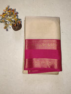 Kanchivaram Beige with Pink