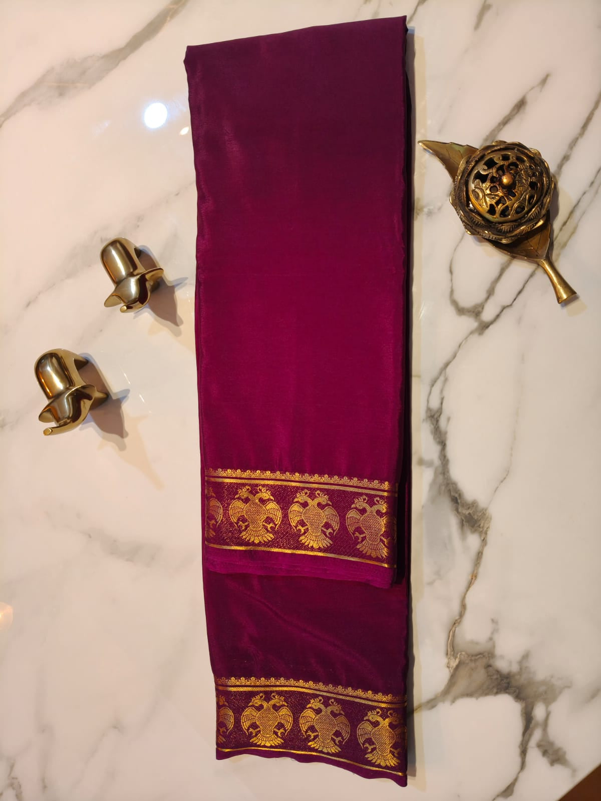 Purple Crepe Mysore Silk