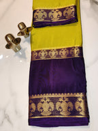 Mehendi Green with Violet Crepe Mysore silk