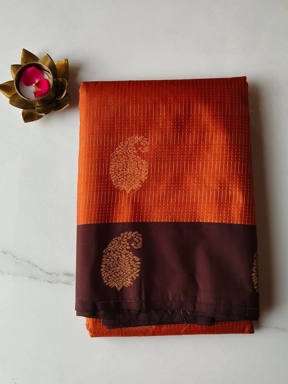 Soft Silk Rust Orange with Chocolate Brown