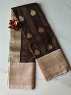 Kanchivaram Checks Chocolate Brown with Beige