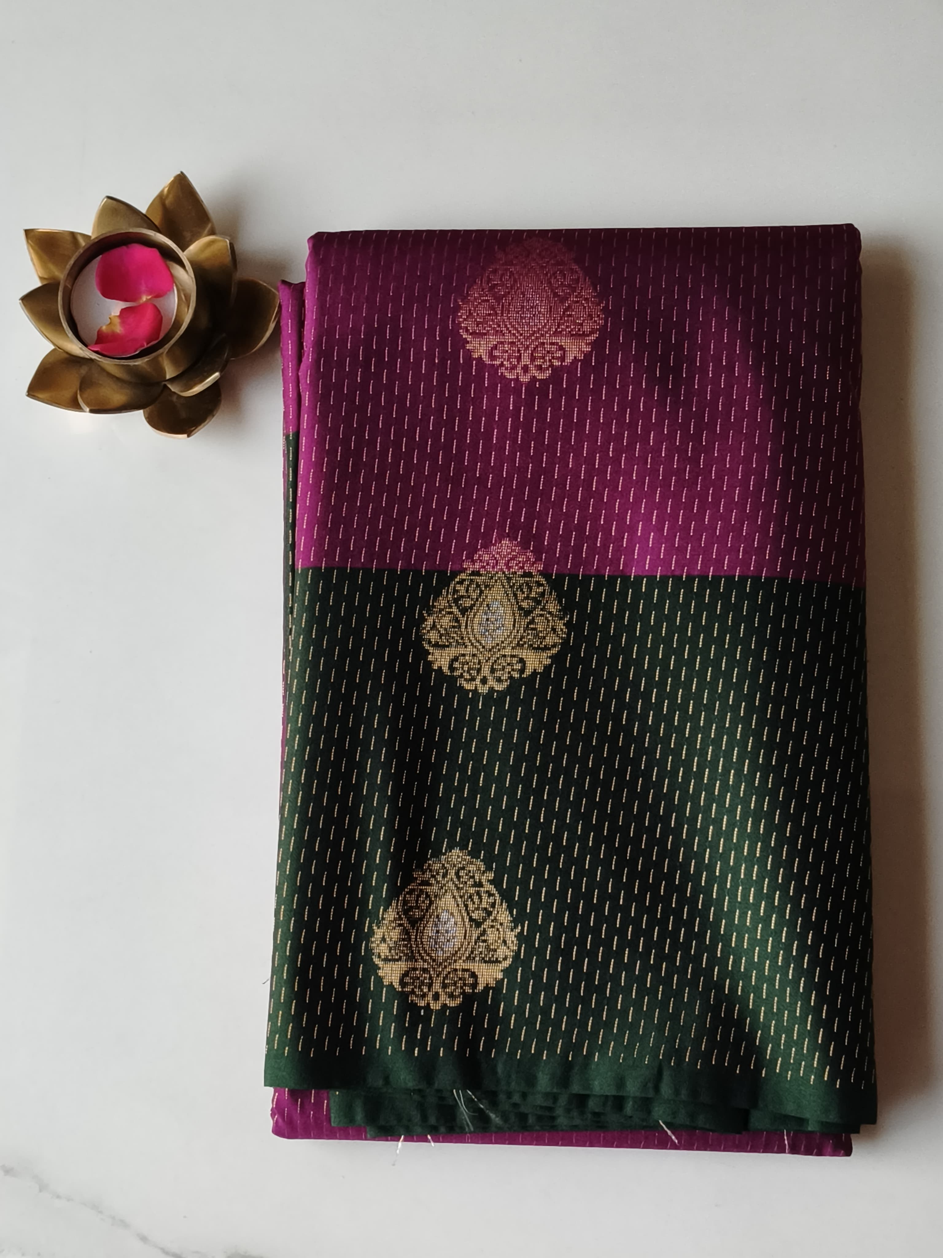 Soft Silk Purple  with Dark Green