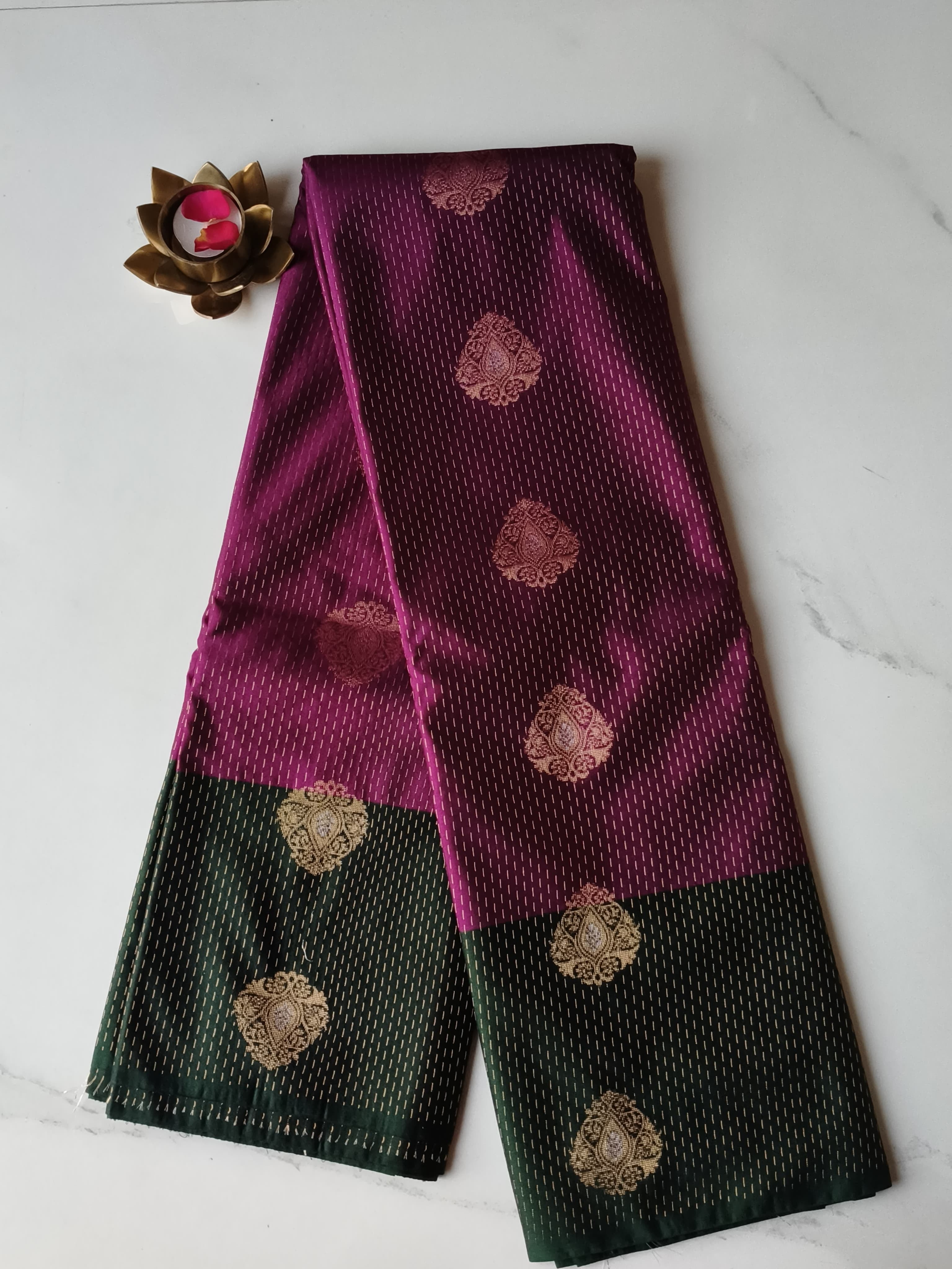 Soft Silk Purple  with Dark Green