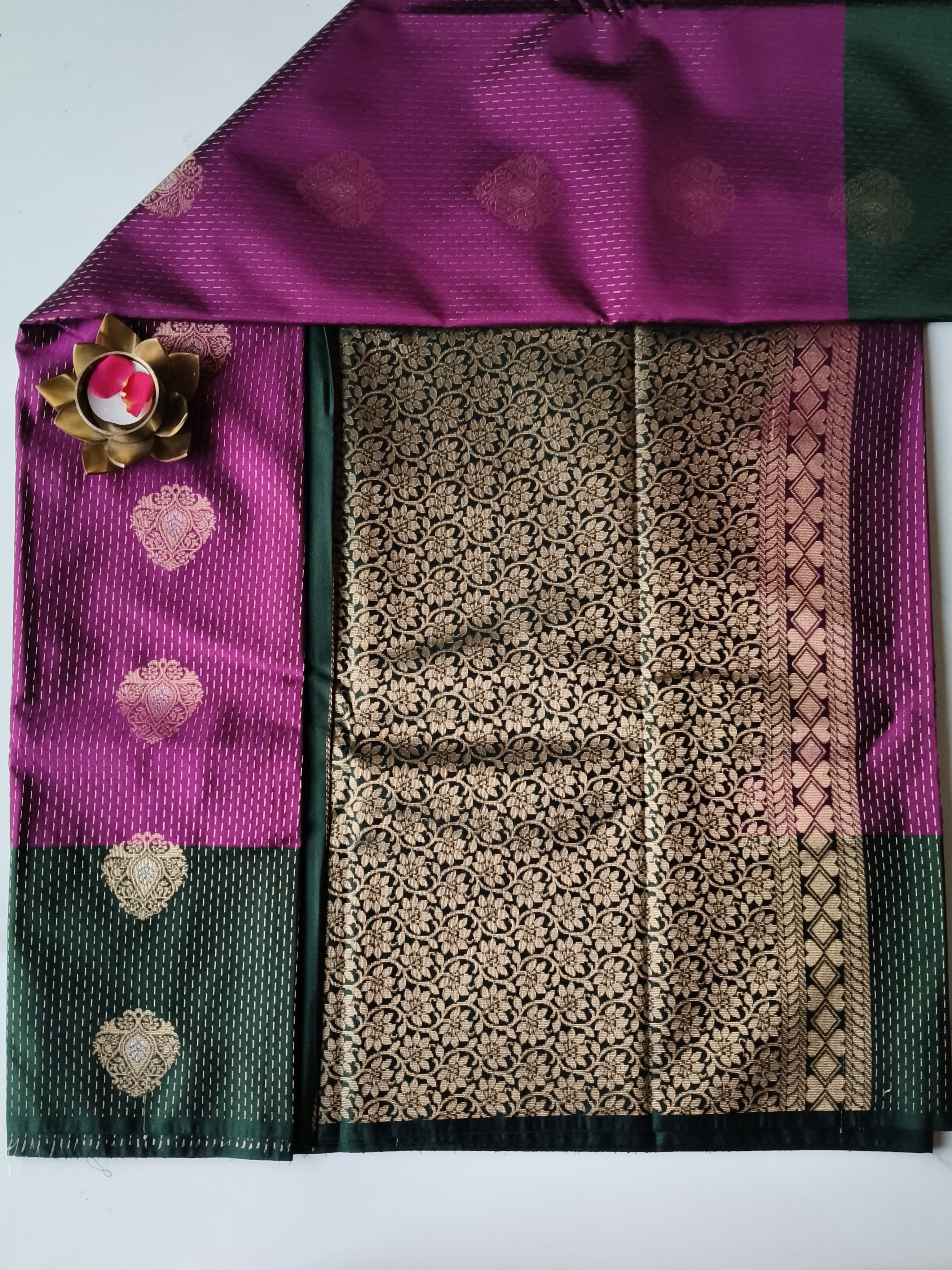 Soft Silk Purple  with Dark Green