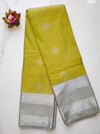 Kanchivaram Checks Mehendi Green with Grey