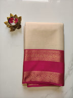Kanchivaram Beige with Pink
