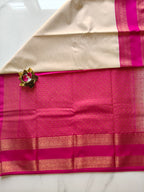 Kanchivaram Beige with Pink