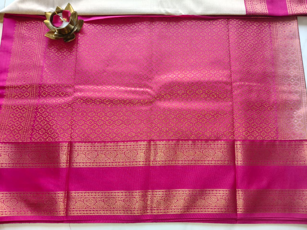 Kanchivaram Beige with Pink