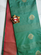 Soft Pattu Dark Green with Cherry Red