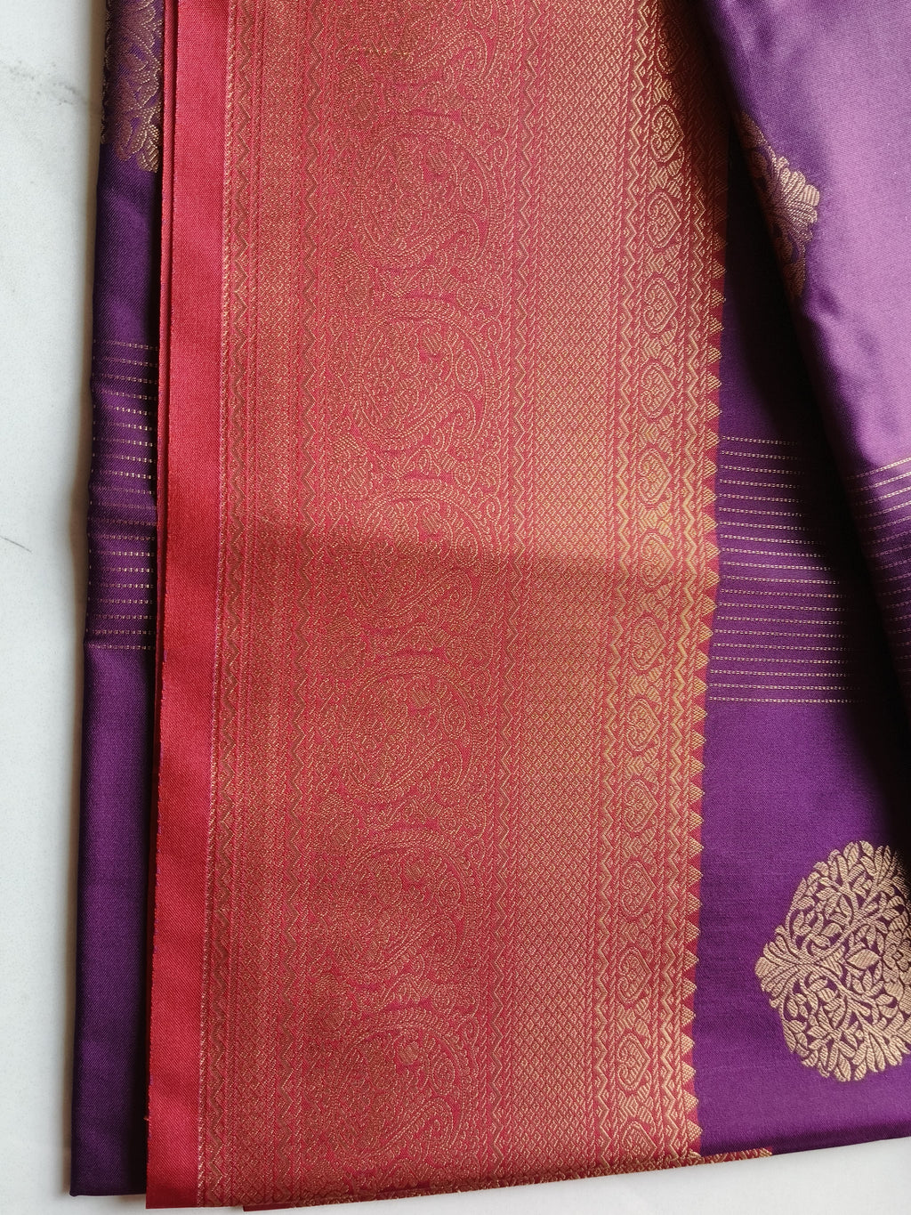 Soft Pattu Purple with Rust Orange