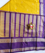 Kanchivaram Checks Yellow with Violet