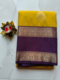 Kanchivaram Pattu Mustard Yellow with Violet