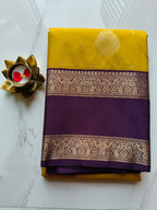Kanchivaram Pattu Mustard Yellow with Violet
