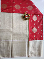 Kanchivaram Pattu Cherry Red with Biege