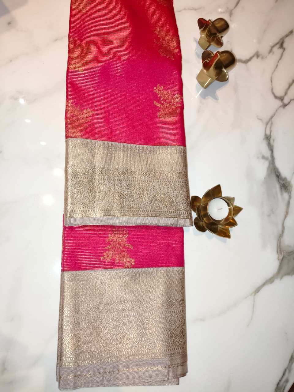 Kanchivaram Pink with Golden Grey