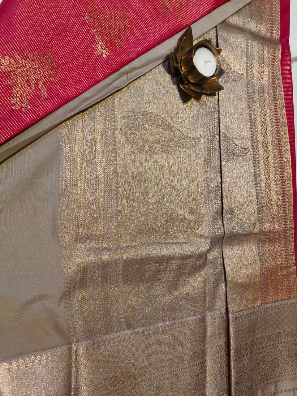 Kanchivaram Pink with Golden Grey