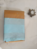 Kanchivaram Checks Honey Yellow with Aqua Blue