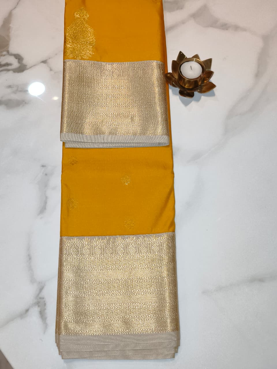 Kanchivaram Pattu Yellow with Beige