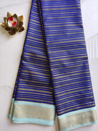 Kanchivaram Pattu Royal Blue with Aqua Blue