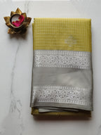 Kanchivaram Checks Mehendi Green with Grey