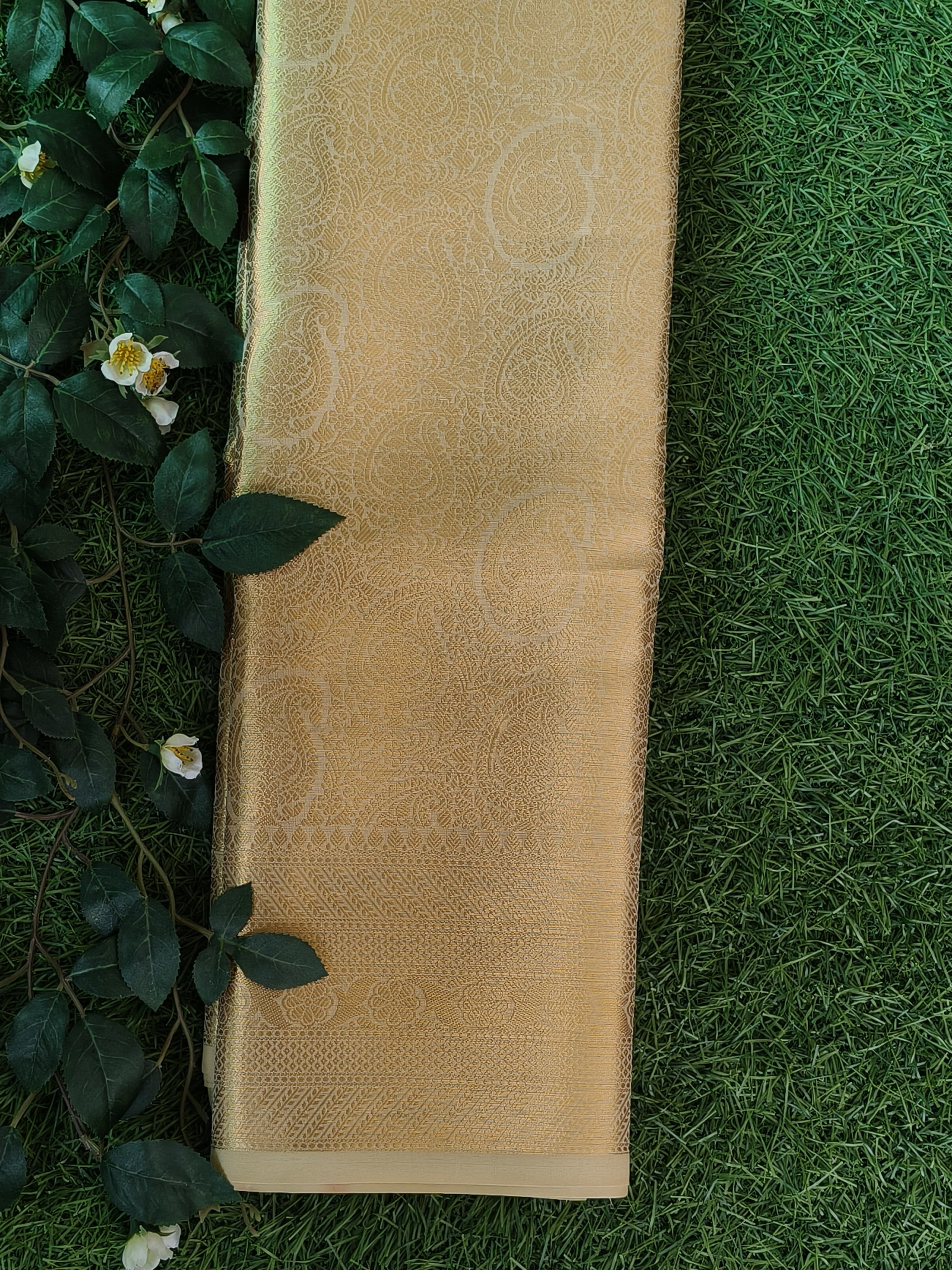 Golden Mango Motif Tissue Silk