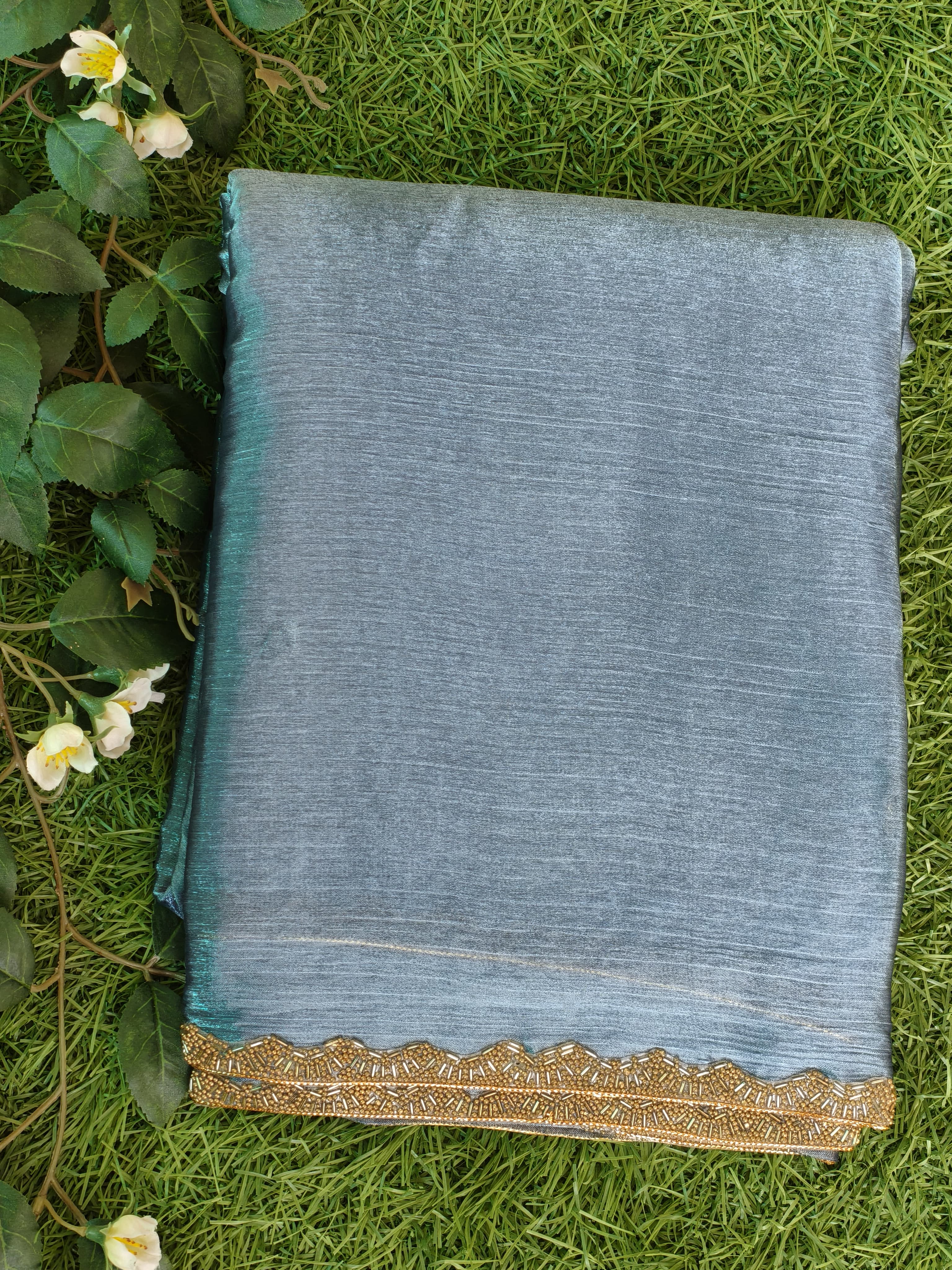 Steel Blue Anarkali Tissue