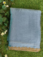 Steel Blue Anarkali Tissue